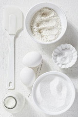 Baking ingredients - eggs, flour, sugar