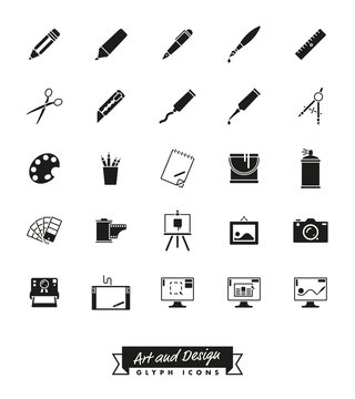 Art and design glyph icon vector collection
