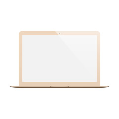 laptop gold color with blank screen isolated on white background. stock vector illustration eps10