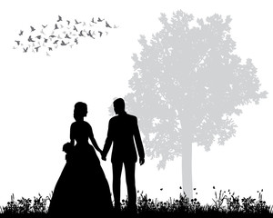 Vector, isolated, silhouette of wedding, wedding invitation