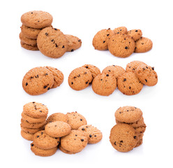 Chocolate chip cookie on white background