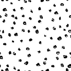 Seamless black and white ink dots pattern. Vector grunge background. Vector illustration.