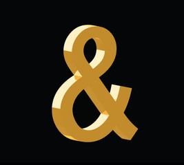 golden 3d symbol representing the word and isolated on black background