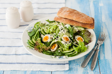 Quail Egg Salad with Curry Yogurt Dressing