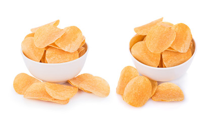 potato chips isolated on white background