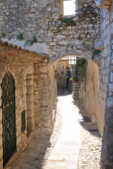 Narrow walkways through the town of Eze, France