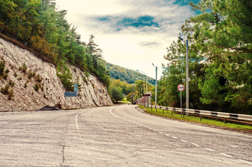 Curved asphalt road at mountain