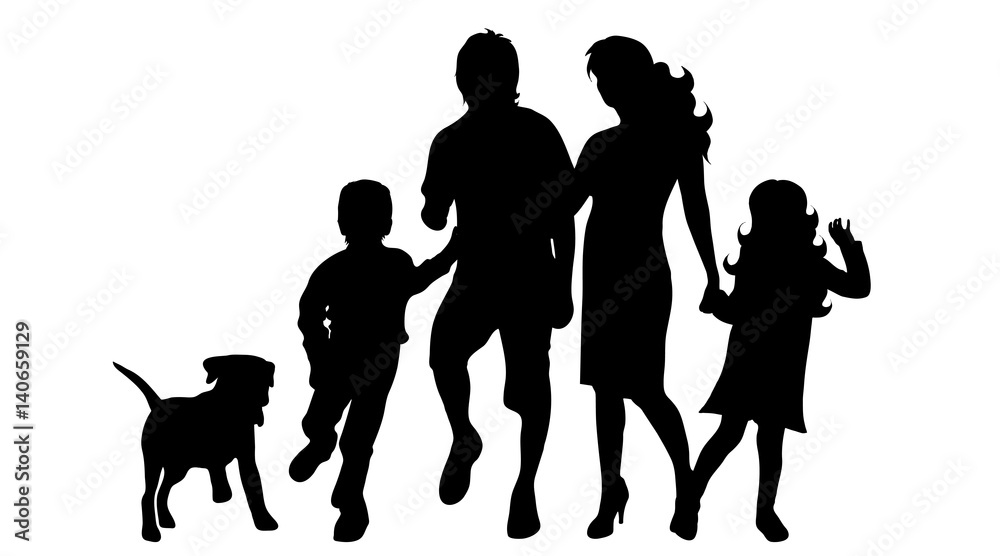 Canvas Prints vector silhouette of family.