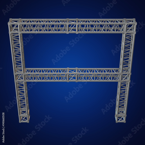Steel Truss Girder Element Banner Construction 3d Render Isolated