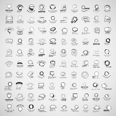 Speech Bubbles Set Isolated On Gray Background,Vector Illustration,Graphic Design.Collection Of Comic Elements With Halftone Shadows.For Infographics,Social Media,Network And Blog