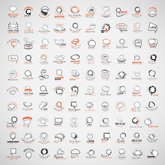 Fototapeta premium Speech Bubbles Set Isolated On Gray Background,Vector Illustration,Graphic Design.Collection Of Comic Elements With Halftone Shadows.For Infographics,Social Media,Network And Blog