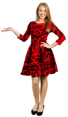 young woman in dress isolated on white