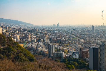 Fototapeta na wymiar Aerial view of Kobe city in Japan