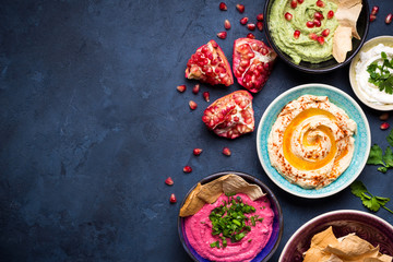 Colorful hummus bowls