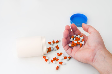 Few medical drugs in hand of man