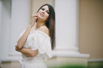 Fototapeta premium brunette in a dress