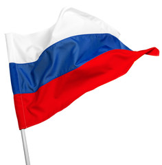 Russia flag waving on white background