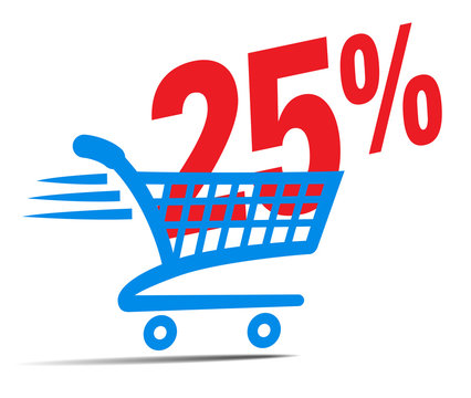 Check Out Cart SALE Icon Symbol with 25 Percent
