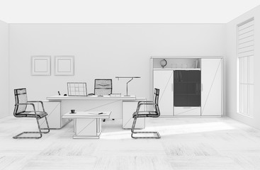 VIP office furniture grid 3D rendering