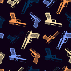 Army pattern with gun icons retro color