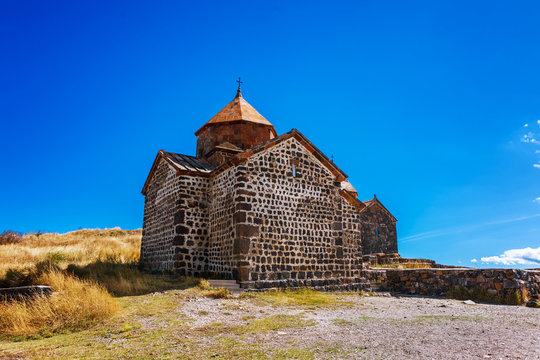 Scenic view of an old Sevanavank church in Sevan, Armenia