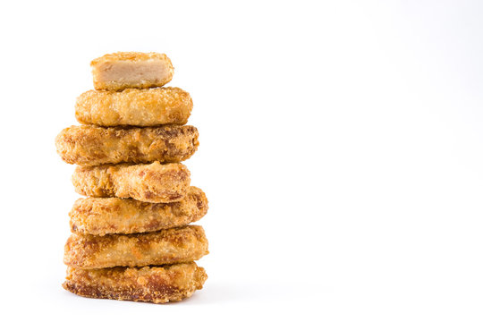Fried chicken nuggets isolated on white background
