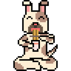 Obraz premium vector pixel art noodle lunch dog