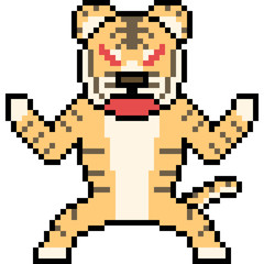 vector pixel art wild tiger