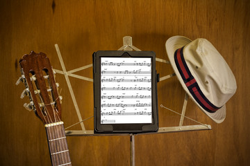 Sheet Music on Tablet on Stand