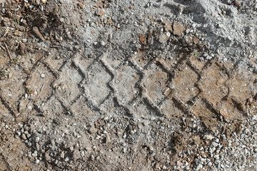 wheel trail on the ground