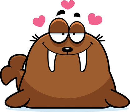 recommend clip art: Cartoon Walrus in Love
