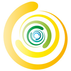 Rundes Logo mit Farbverlauf, blau, grün, gelb, meditation, achtsamkeit