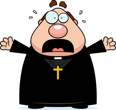 Scared Cartoon Priest