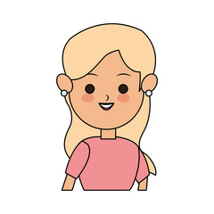 young pretty woman with long hair  cute cartoon icon image vector illustration design 