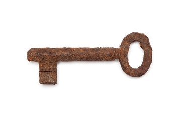 Old Rusty Object, Isolated on White: Key