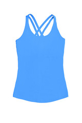 women’s blue sports top, isolated on white background