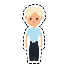 young pretty woman with short hair cute cartoon icon image vector illustration design 