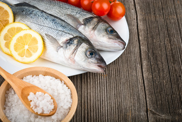 Sea Bass with salt, closeup