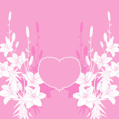 Pink lily vector love card background