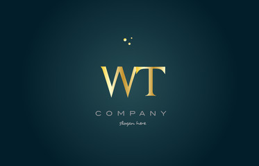 Fototapeta premium wt w t gold golden luxury alphabet letter logo icon template