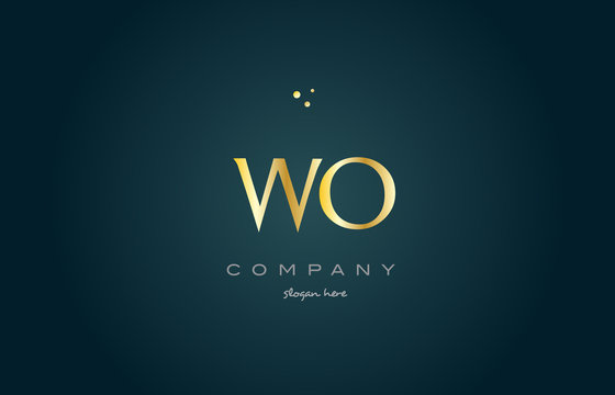 wo w o  gold golden luxury alphabet letter logo icon template