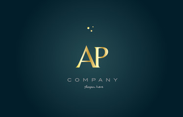 ap a p  gold golden luxury alphabet letter logo icon template