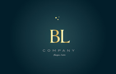 bl b l  gold golden luxury alphabet letter logo icon template