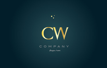 cw c w  gold golden luxury alphabet letter logo icon template