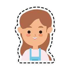 young pretty woman with long hair  cute cartoon icon image vector illustration design 