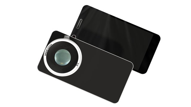 smartphone with system camera lens - smartphone film and photo concept - 3d rendering
