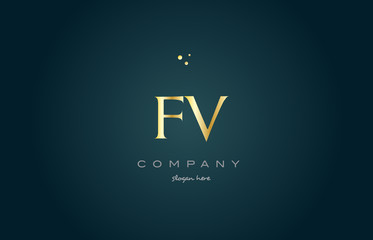 fv f v  gold golden luxury alphabet letter logo icon template