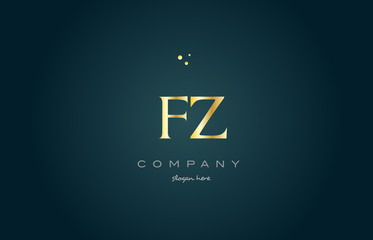 fz f z  gold golden luxury alphabet letter logo icon template