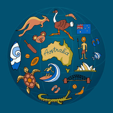Australian vector doodle set