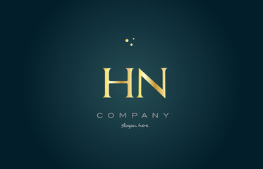 hn h n  gold golden luxury alphabet letter logo icon template
